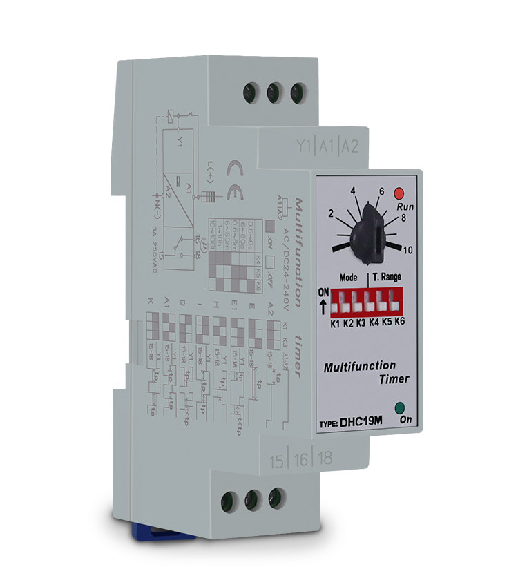 Rele Temporizador Multifunção (ON-DELAY / OFF-DELAY) Alimentação 24-240Vac/Vcd - DHC-19M