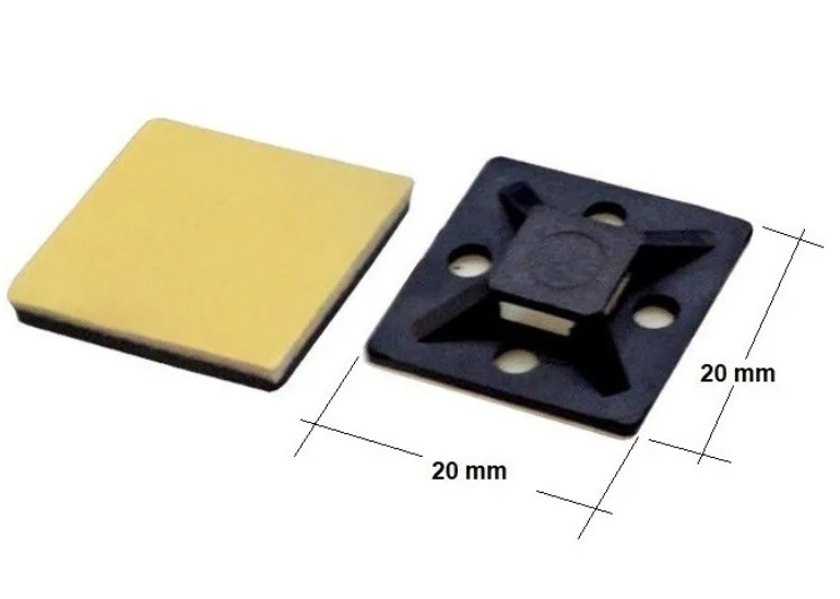 Suporte Auto Adesivo 20x20mm Fixador Abraçadeiras Preto Pacote 100 Peças Suporte Auto Adesivo 20x20mm Fixador Abraçadeiras Preto Pacote 100 Peças