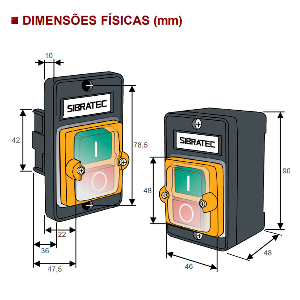 Botoeira Dupla Liga Desliga 10a Chave Trifásica para Motor Até 5cv - KAO-10KH Botoeira Dupla Liga Desliga 10a Chave Trifásica para Motor Até 5cv - KAO-10KH