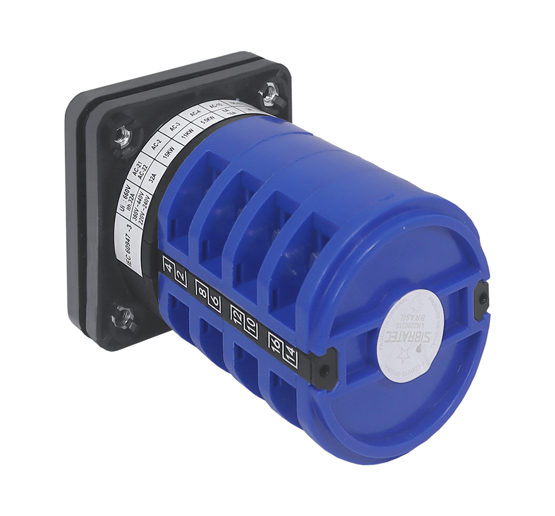 Chave de Transferência Rotativa 32A | 4 Polos | 3 Posições | Porta de Painel | Rede Gerador - LW28-32-4P