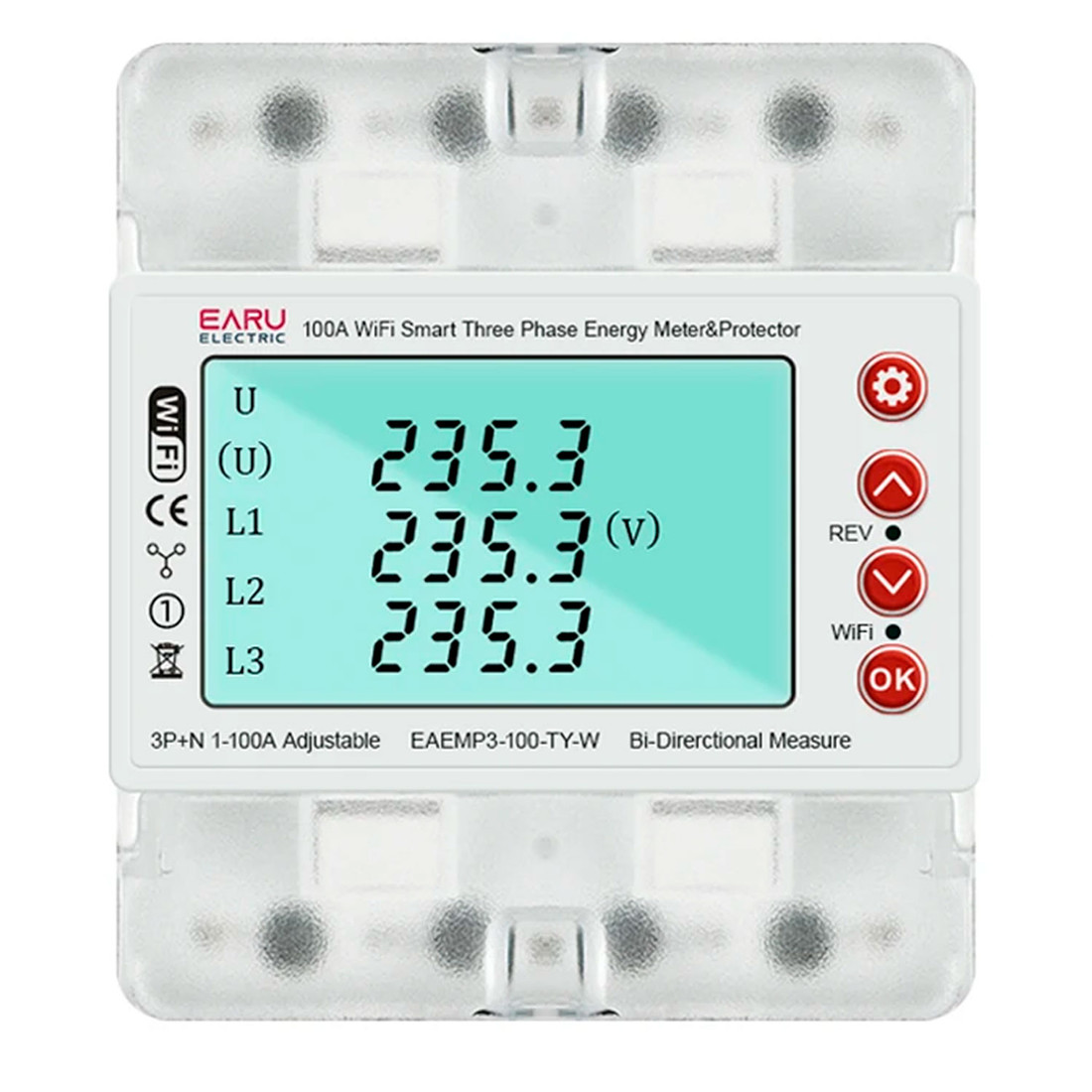 Medidor Energia Kwh Bidirecional Trifásico 100a 110/220/380v Wifi Aplicativo