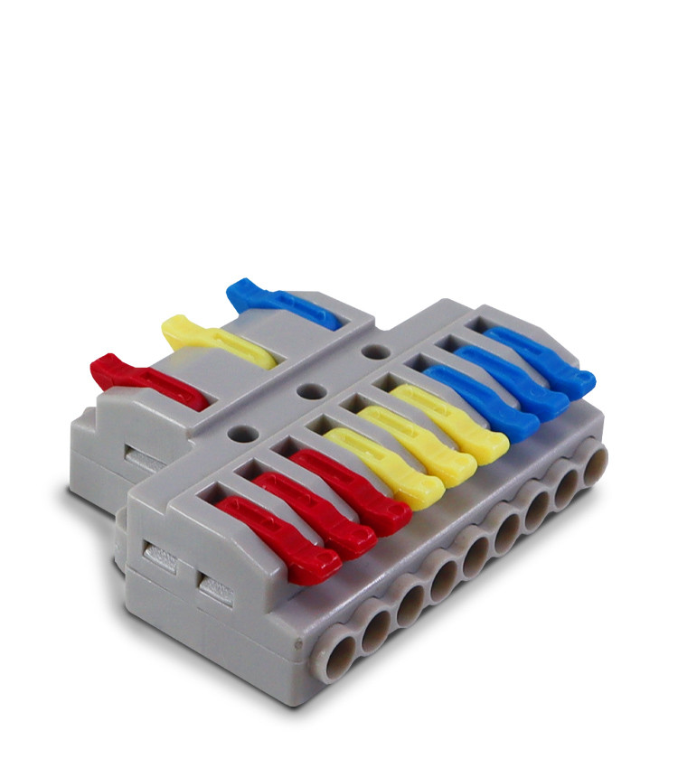 Conector Emenda Derivação Rápida 3 Entradas 9 Saídas Cabo até 4mm² Corrente máx. 41A - KV439 Conector Emenda Derivação Rápida 3 Entradas 9 Saídas Cabo até 4mm² Corrente máx. 41A - KV439