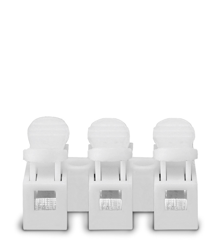 Kit 100 Conector Rápido Emenda 3 Vias Inline Cabo até 2,5mm² Corrente Máx. 10a - CH-3 Kit 100 Conector Rápido Emenda 3 Vias Inline Cabo até 2,5mm² Corrente Máx. 10a - CH-3