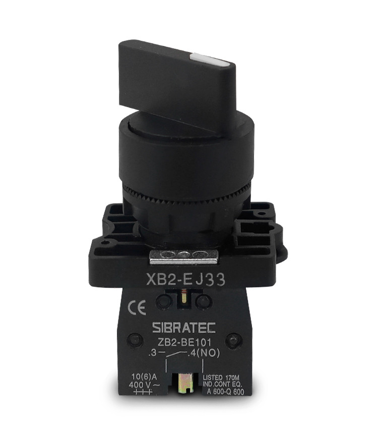 Chave Seletora com 3 Posições 2NA Plástica 22mm Manopla Longa - EJ33