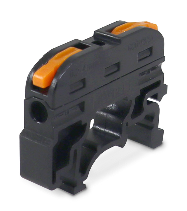 Borne Conector de Emenda Rápida Alavanca Preto 1 Polo 32A Cabo até 4mm Trilho DIN Borne Conector de Emenda Rápida Alavanca Preto 1 Polo 32A Cabo até 4mm Trilho DIN