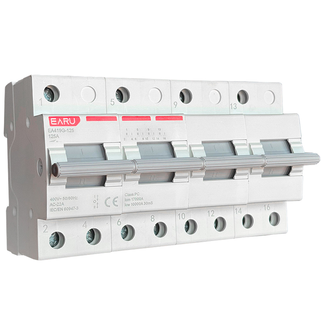 Chave de Transferência 4 Polos 125A Trilho DIN Tetrapolar Rede Gerador