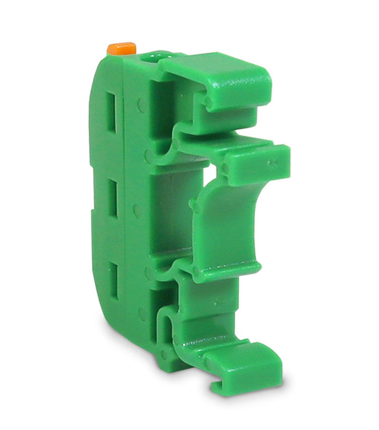 Borne Conector de Emenda Rápida Alavanca Verde 1 Polo 32A Cabo até 4mm Trilho DIN