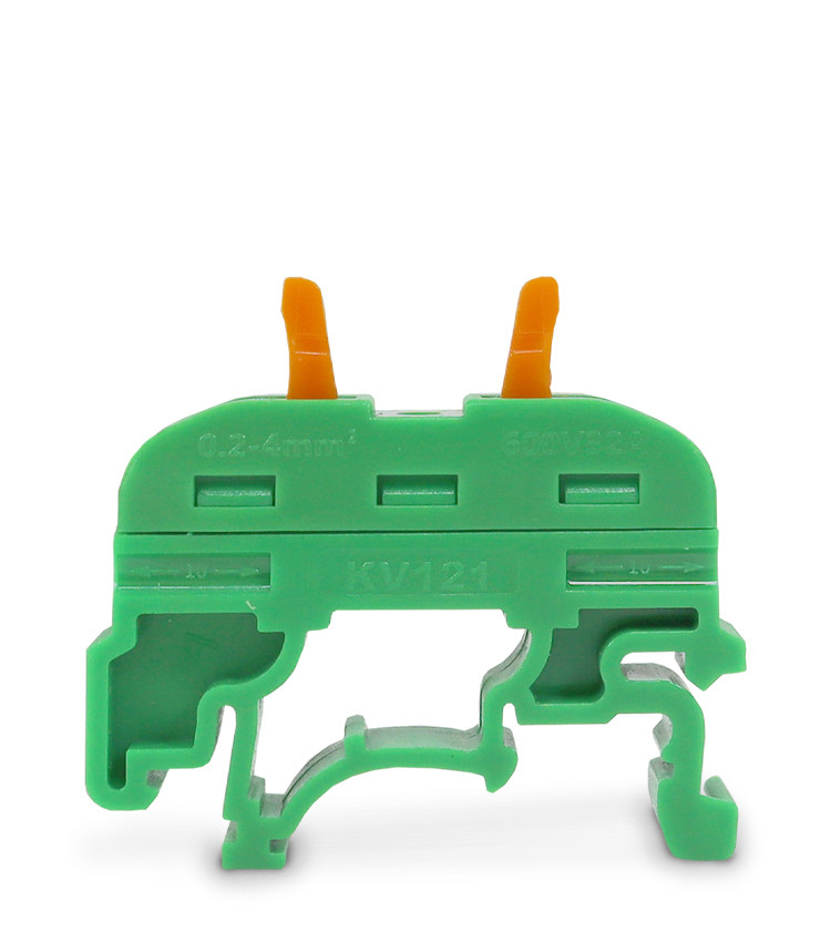Borne Conector de Emenda Rápida Alavanca Verde 1 Polo 32A Cabo até 4mm Trilho DIN