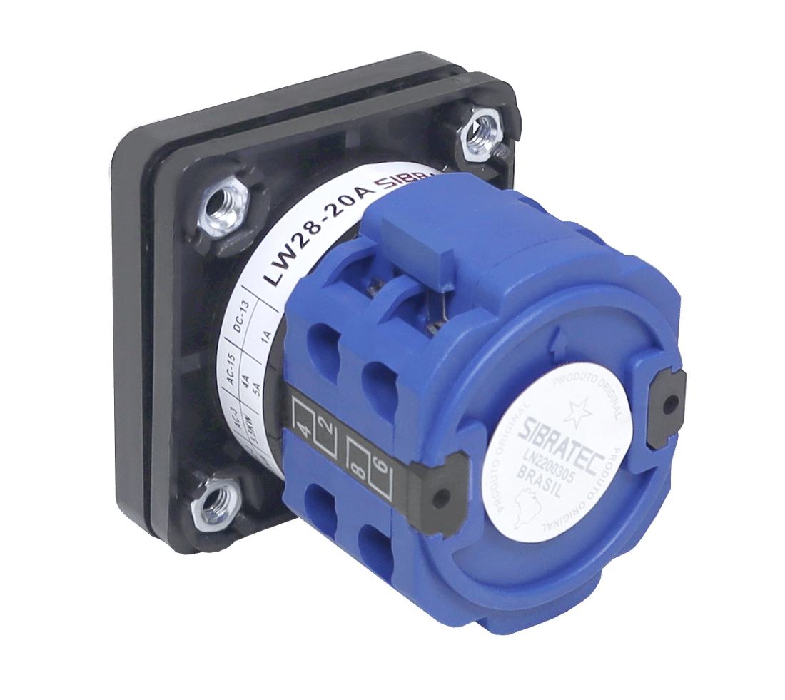 Chave Seletora Rotativa com 3 Posições (1-2-3) 1 Polo 20A para Porta de Painel - LW28-20-3 Chave Seletora Rotativa com 3 Posições (1-2-3) 1 Polo 20A para Porta de Painel - LW28-20-3