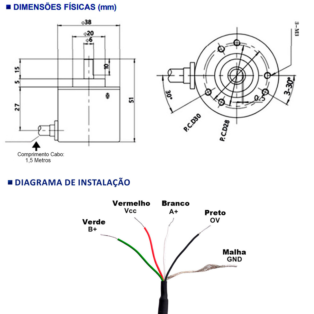 Kit Encoder Incremental com Suporte Metálico e Roldana com Amortecimento de Impacto Kit Encoder Incremental com Suporte Metálico e Roldana com Amortecimento de Impacto