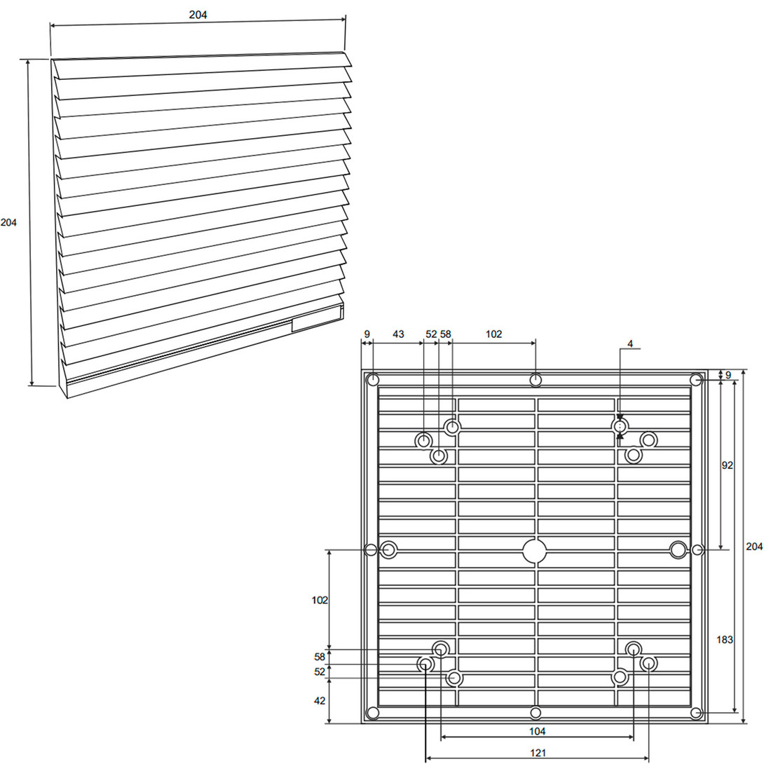 Veneziana com Filtro para Ventilador 150x150mm e 120x120mm cor Cinza