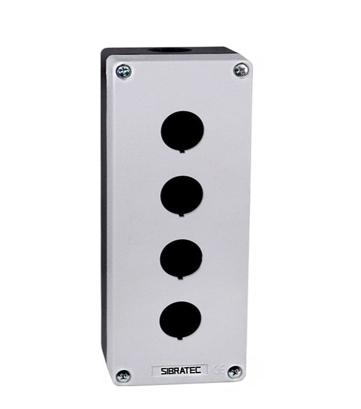 Caixa Plástica Botoeira com 4 Furos 22mm Branco e Preto Caixa Plástica Botoeira com 4 Furos 22mm Branco e Preto