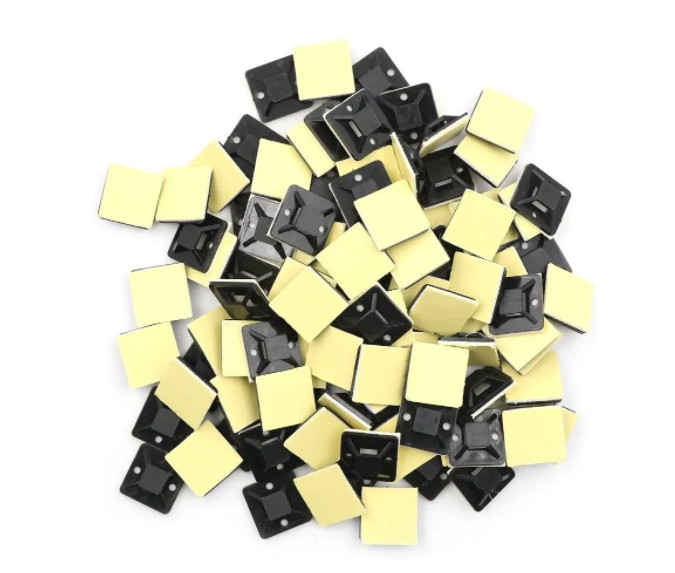 Suporte Auto Adesivo 20x20mm Fixador Abraçadeiras Preto Pacote 100 Peças Suporte Auto Adesivo 20x20mm Fixador Abraçadeiras Preto Pacote 100 Peças