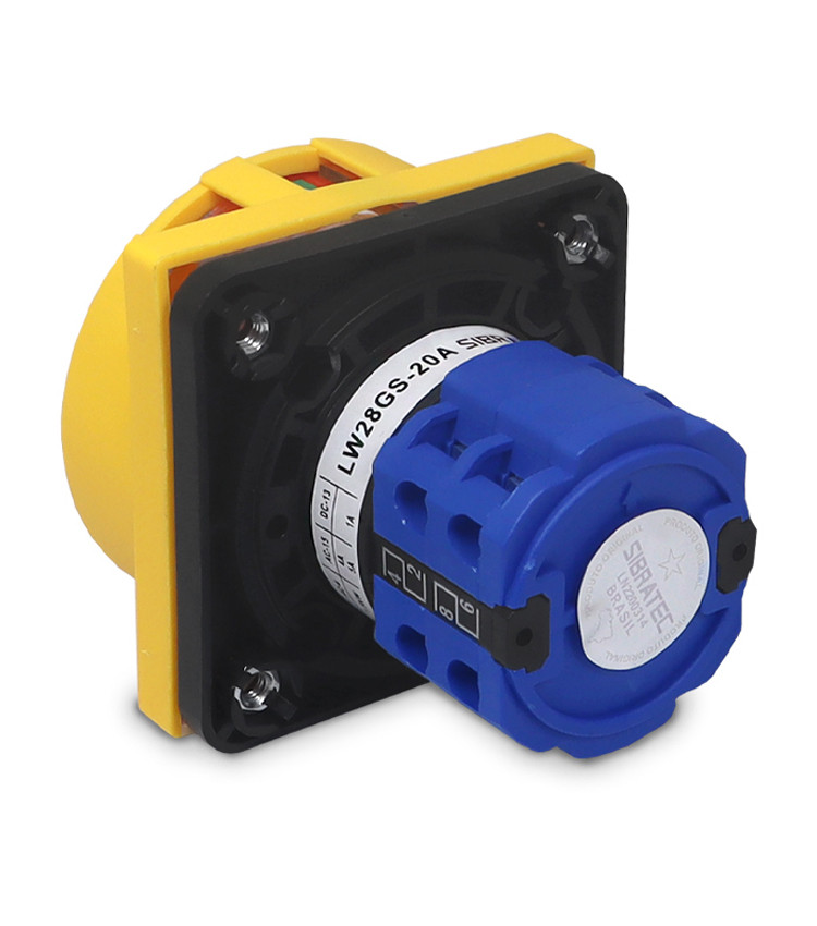 Chave Liga Desliga Rotativa 20A 4 Polos para Porta de Painel Vermelha / Amarela - LW28GS-20A Chave Liga Desliga Rotativa 20A 4 Polos para Porta de Painel Vermelha / Amarela - LW28GS-20A