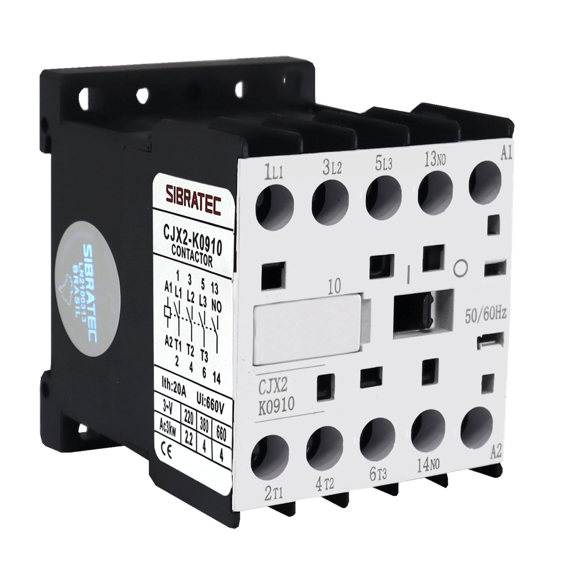 Mini Contator Tripolar 9A Bobina 110V 127V com Contato aux. 1NA - CJX2-K9 Mini Contator Tripolar 9A Bobina 110V 127V com Contato aux. 1NA - CJX2-K9