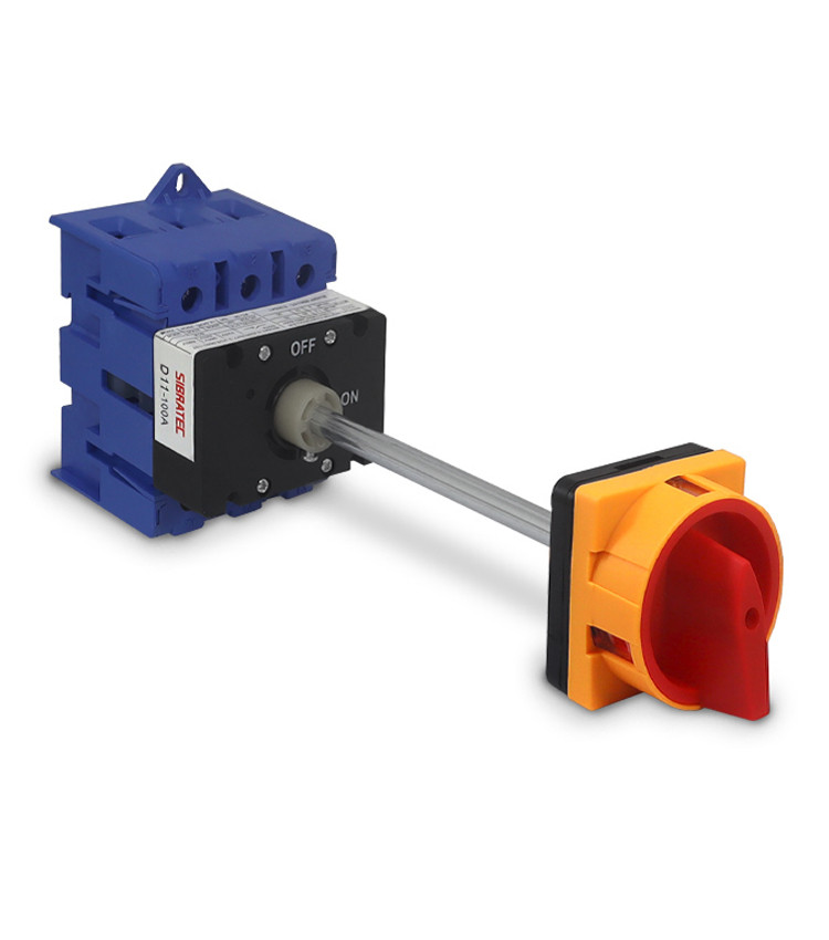 Chave Liga Desliga Rotativa 100A 3 Polos com Haste para Porta de Painel - D11-100A Chave Liga Desliga Rotativa 100A 3 Polos com Haste para Porta de Painel - D11-100A