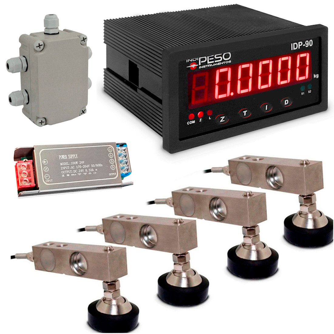 Kit Controlador Peso Digital Silos + 4 Células Carga i + Fonte 24V