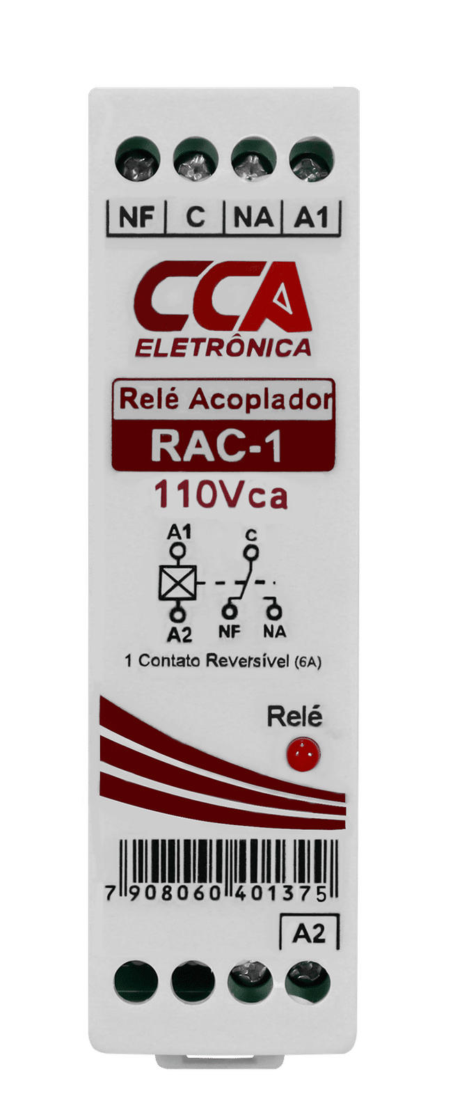 Relé Acoplador Interface 110V - 127V com 1 Contato Reversível