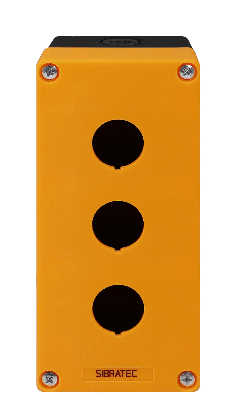 Caixa Plástica Botoeira com 3 Furos 22mm Amarelo e Preto