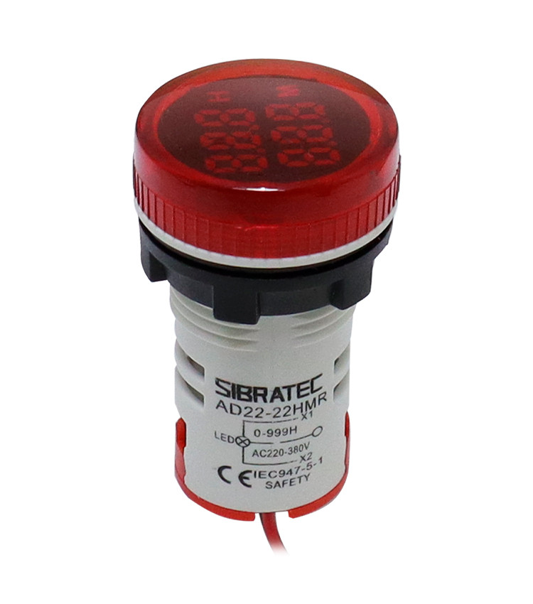 Horímetro Digital Medição 0-999 Horas 220V Vermelho Ø22mm - AD22-22HMR Horímetro Digital Medição 0-999 Horas 220V Vermelho Ø22mm - AD22-22HMR