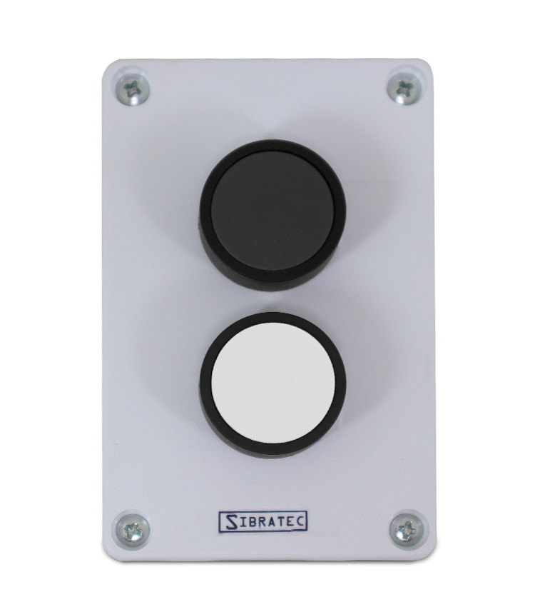 Botoeira Liga Desliga Botão de Pulso Preto 1NA + Branco 1NA de Comando Botoeira Liga Desliga Botão de Pulso Preto 1NA + Branco 1NA de Comando