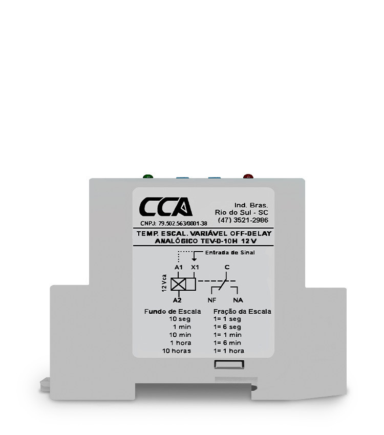Temporizador Retardo Desenergização 12V Multiescala Ajustável 0,3s até 10h (OFF-DELAY) - TEV-D-10H Temporizador Retardo Desenergização 12V Multiescala Ajustável 0,3s até 10h (OFF-DELAY) - TEV-D-10H
