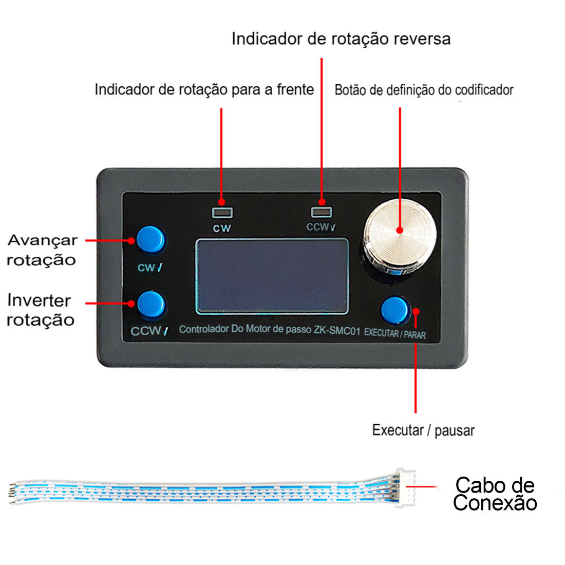 Controlador Digital de Velocidade Reversão Ângulo Ciclos 12/24V para Motor de Passo Nema Controlador Digital de Velocidade Reversão Ângulo Ciclos 12/24V para Motor de Passo Nema