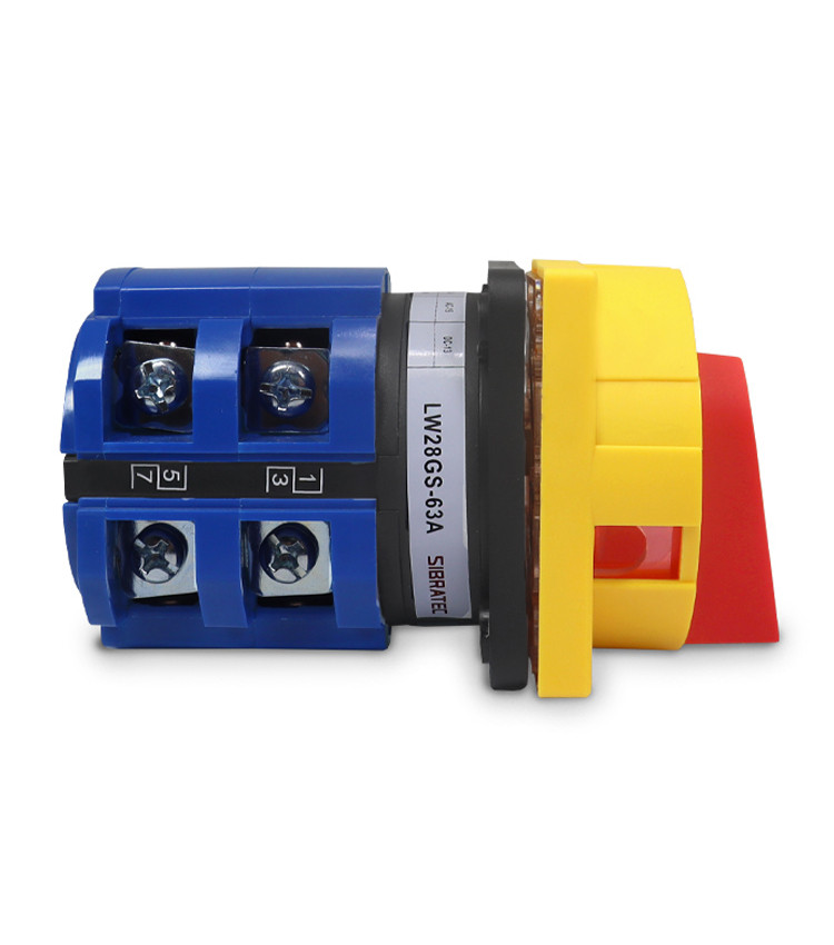 Chave Liga Desliga Rotativa 63A 4 Polos para Porta de Painel Vermelha / Amarela - LW28GS-63A Chave Liga Desliga Rotativa 63A 4 Polos para Porta de Painel Vermelha / Amarela - LW28GS-63A