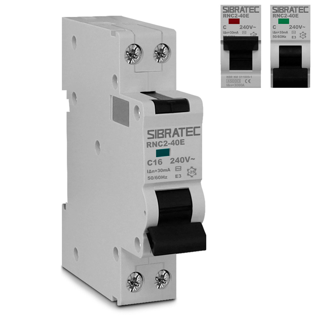 DDR Disjuntor Diferencial Residual 2 Polos 16a 30mA (Mini Disjuntor DIN + DR) - RNC2-40E-16 DDR Disjuntor Diferencial Residual 2 Polos 16a 30mA (Mini Disjuntor DIN + DR) - RNC2-40E-16