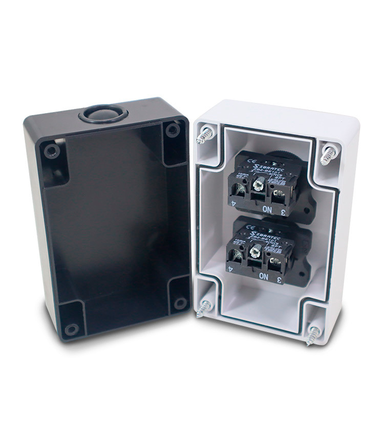 Botoeira Liga Desliga Botão de Pulso Preto 1NA + Branco 1NA de Comando Botoeira Liga Desliga Botão de Pulso Preto 1NA + Branco 1NA de Comando