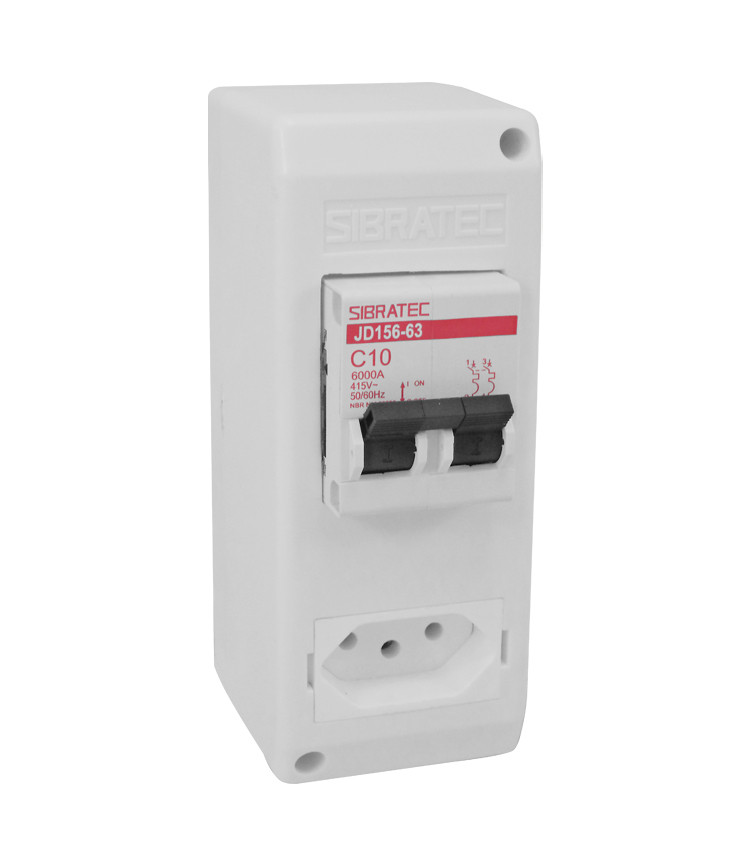 Caixa com Tomada de Sobrepor 2P+T 10A + Disjuntor Bi 10A - CSDB10-T10 Caixa com Tomada de Sobrepor 2P+T 10A + Disjuntor Bi 10A - CSDB10-T10