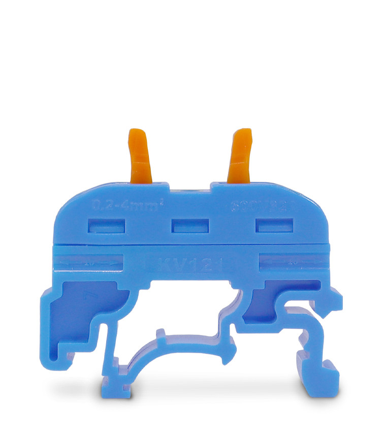 Borne Conector de Emenda Rápida Alavanca cor Azul 1 Polo 32A Cabo até 4mm Trilho DIN