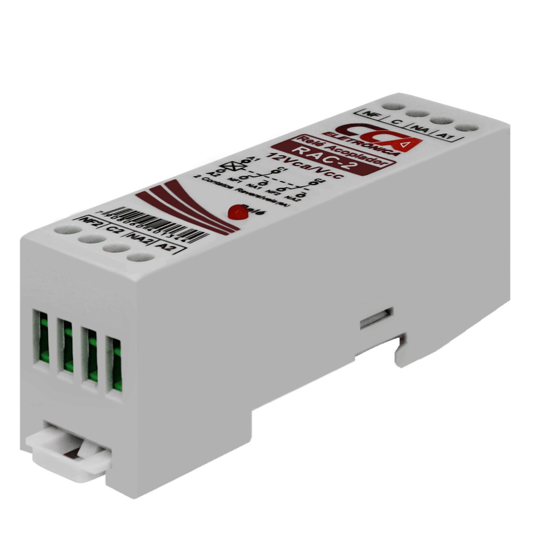 Relé Acoplador Interface 12V com 2 Contatos Reversíveis