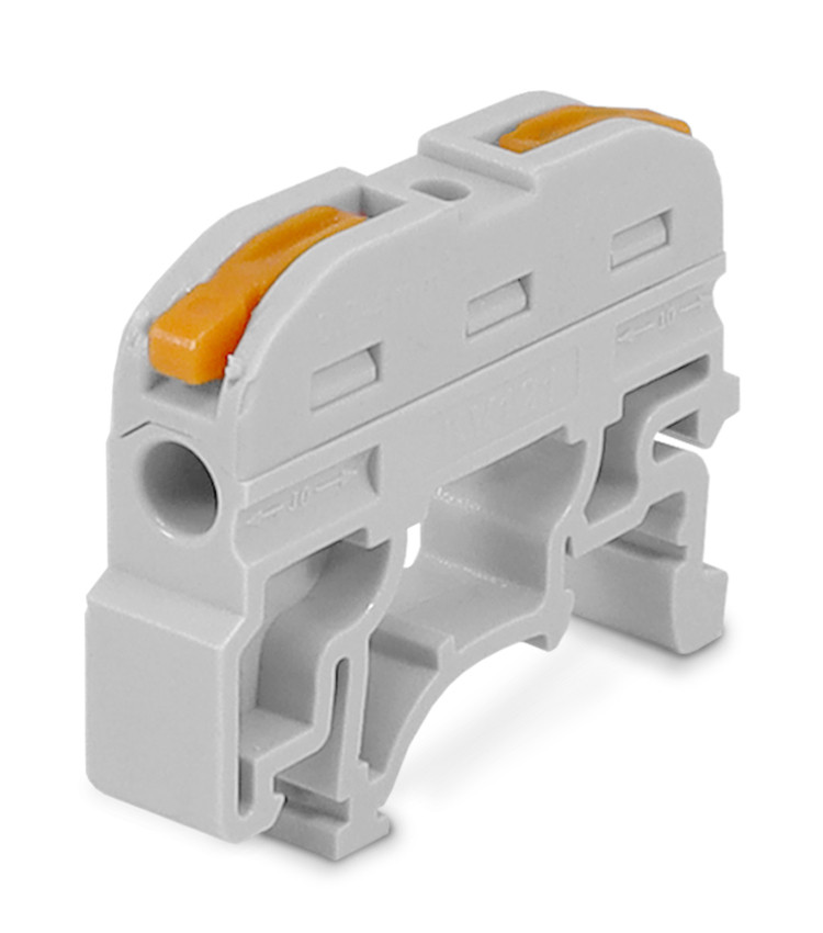 Borne Conector de Emenda Rápida Alavanca Cinza 1 Polo 32A Cabo até 4mm Trilho DIN Borne Conector de Emenda Rápida Alavanca Cinza 1 Polo 32A Cabo até 4mm Trilho DIN