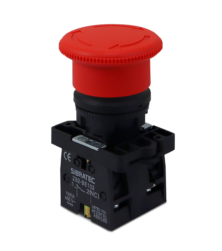 Botão de Emergência tipo Cogumelo 2NF (Destrava Girando) Plástico 22mm com Trava - XB2-ES544 Botão de Emergência tipo Cogumelo 2NF (Destrava Girando) Plástico 22mm com Trava - XB2-ES544