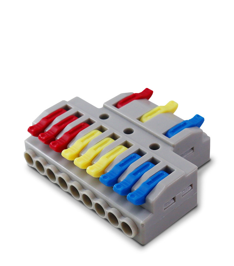 Conector Emenda Derivação Rápida 3 Entradas 9 Saídas Cabo até 4mm² Corrente máx. 41A - KV439 Conector Emenda Derivação Rápida 3 Entradas 9 Saídas Cabo até 4mm² Corrente máx. 41A - KV439