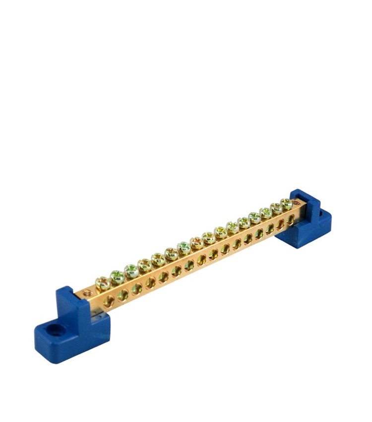 Barramento de Neutro Azul 12 Vias 80A Fixação por Parafuso - HC-004 Barramento de Neutro Azul 12 Vias 80A Fixação por Parafuso - HC-004