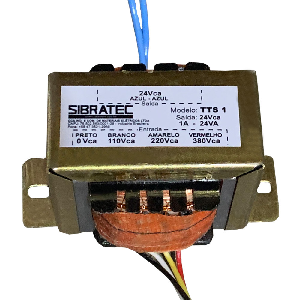 Transformador de Tensão110V 220V 380V para 24V 1A 24VA para Comando - NR12 Transformador de Tensão110V 220V 380V para 24V 1A 24VA para Comando - NR12
