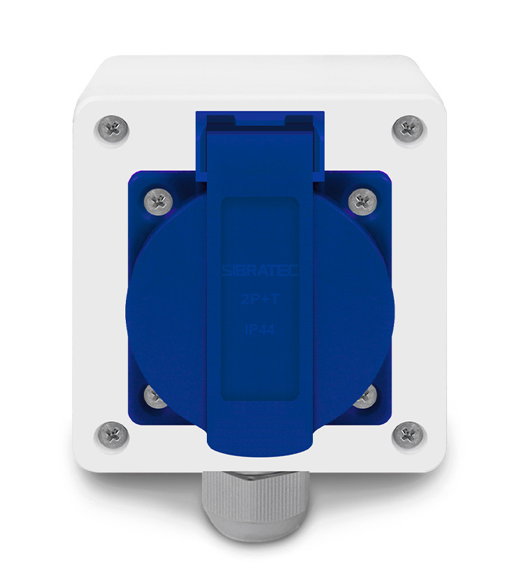 Tomada Azul c/ Tampa e Caixa Branca 2p+t 10A e 20a Padrão Brasileiro Trilho Din Tomada Azul c/ Tampa e Caixa Branca 2p+t 10A e 20a Padrão Brasileiro Trilho Din