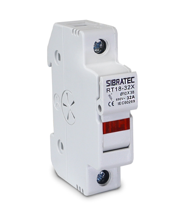 Porta Fusível Cartucho 1 Polo até 32A RO15 10x38mm 690V com LED Indicador - RT18-32
