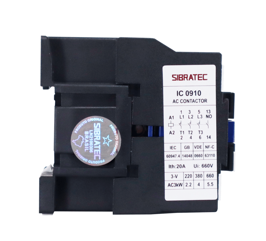 Contator Tripolar 9A Bobina 220V com Contato aux. 1NA Contator Tripolar 9A Bobina 220V com Contato aux. 1NA