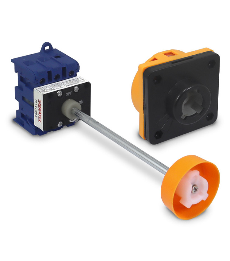 Chave Liga Desliga Rotativa 25A 3 Polos com Haste para Porta de Painel - D11-25A Chave Liga Desliga Rotativa 25A 3 Polos com Haste para Porta de Painel - D11-25A