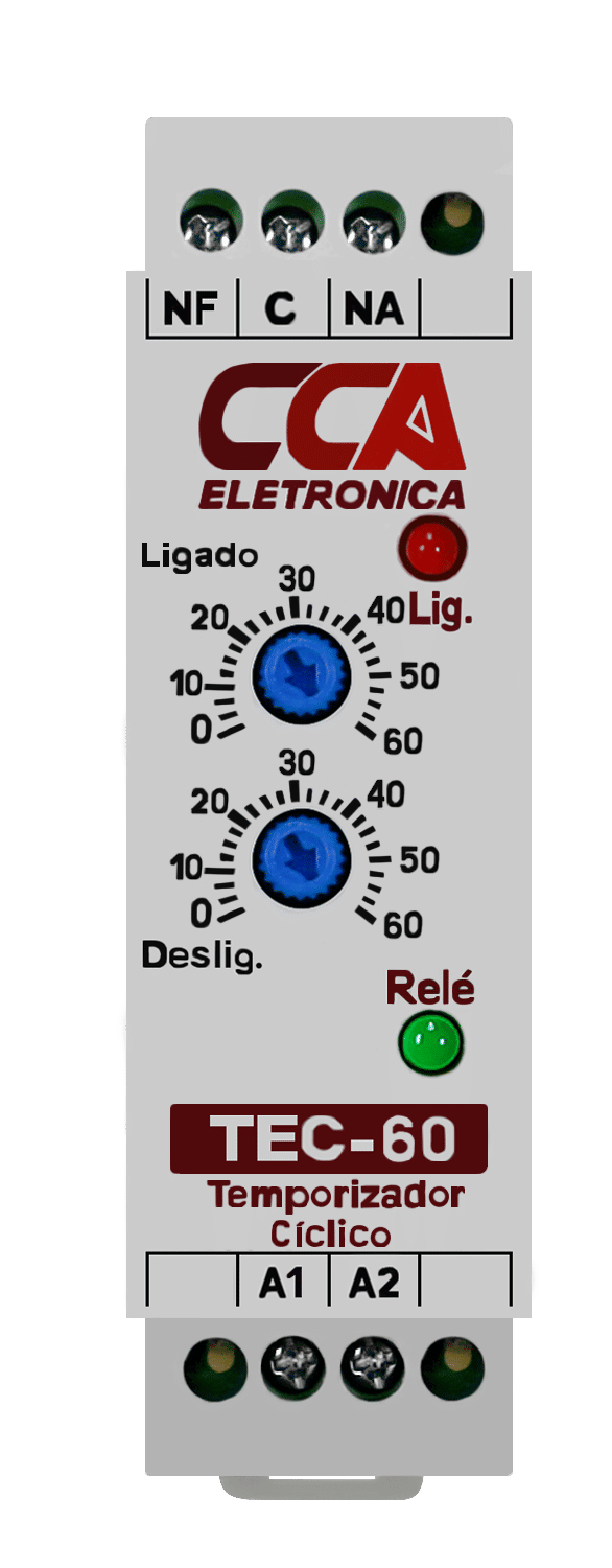 Temporizador Cíclico Liga 0-60 Seg. X Desliga 0-60 Seg. - 220V Temporizador Cíclico Liga 0-60 Seg. X Desliga 0-60 Seg. - 220V