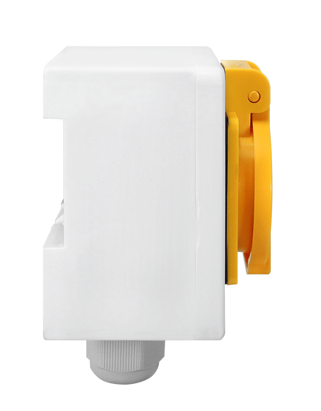 Tomada Amarela c/ Tampa e Caixa Branca 2p+t 10A e 20a Padrão Brasileiro Trilho Din