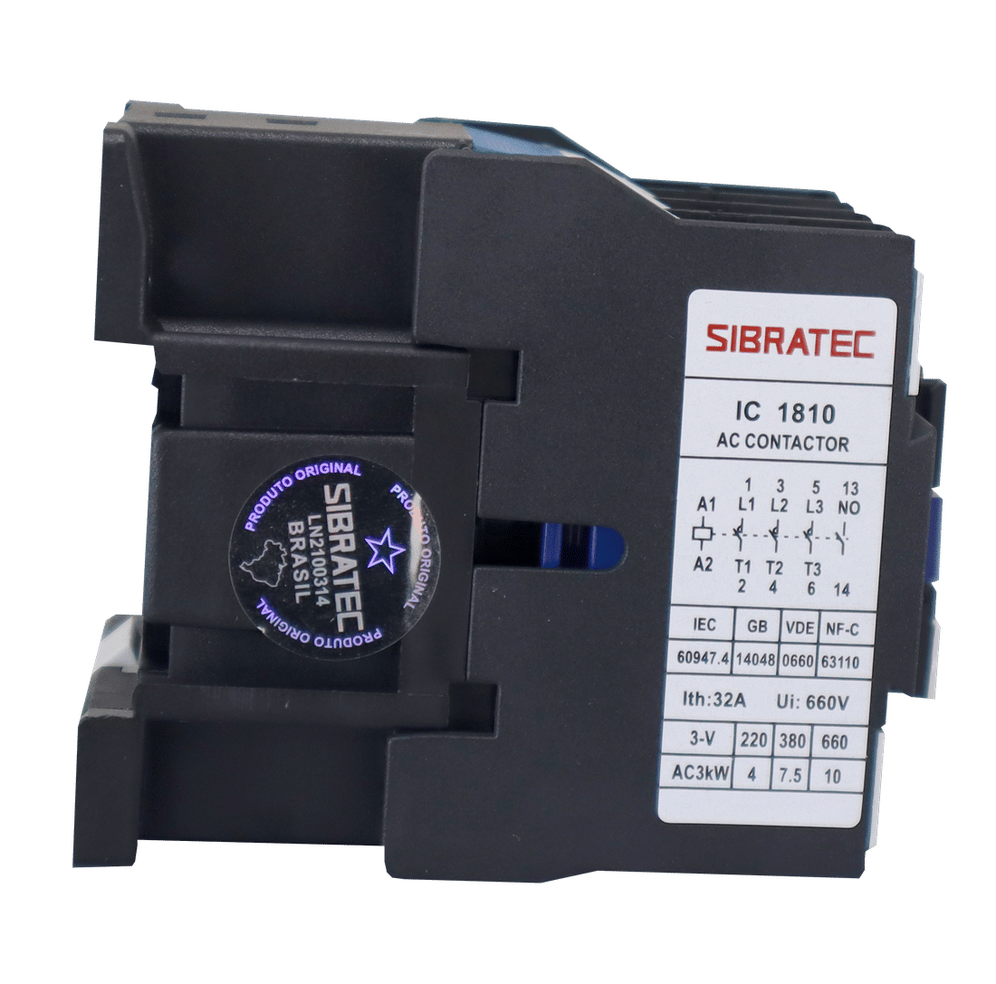 Contator Tripolar 18A 1810 Bobina 24Vac com Contato aux. 1NA Contator Tripolar 18A 1810 Bobina 24Vac com Contato aux. 1NA