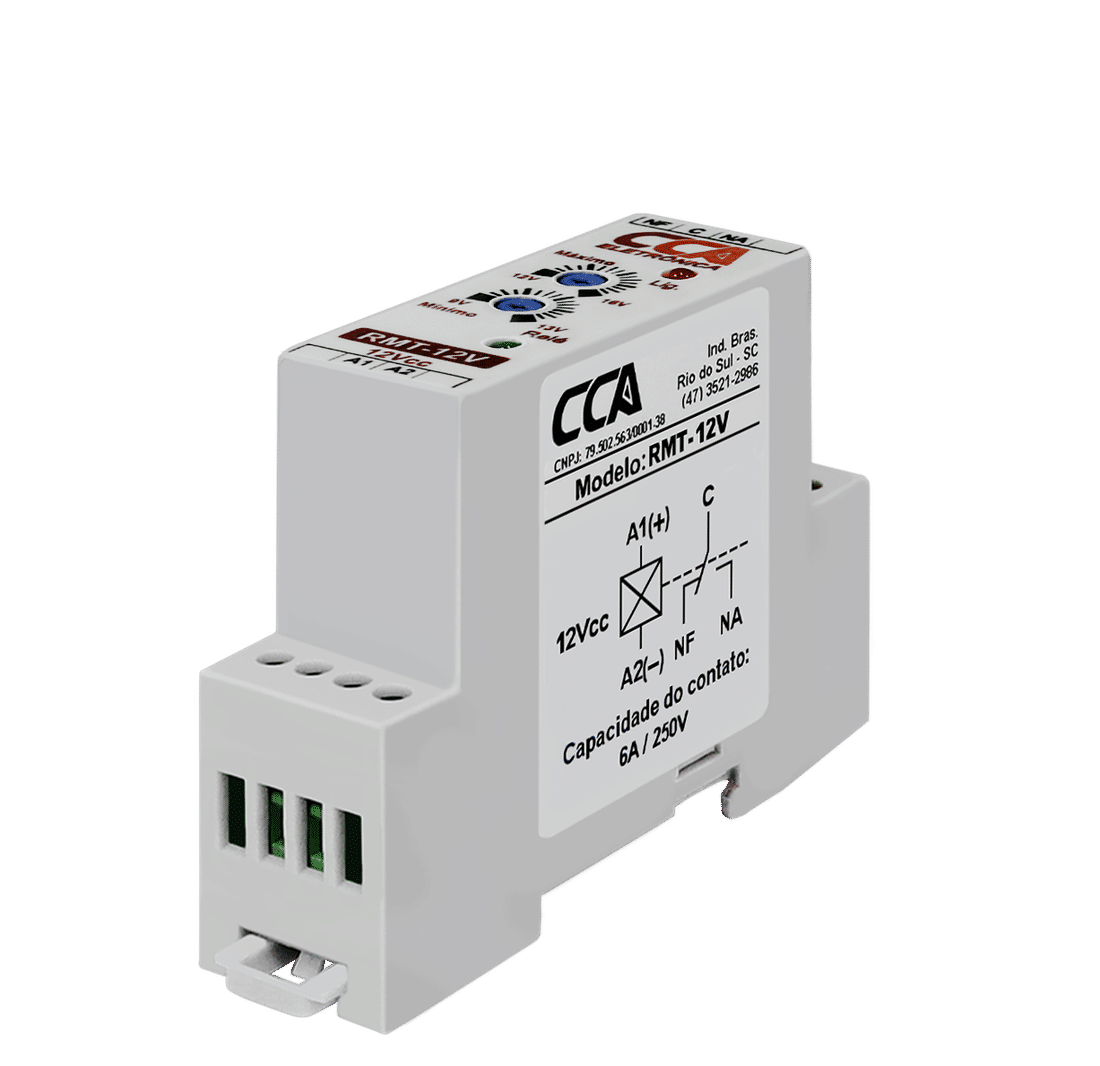 Relé Protetor Monitor Tensão 12Vdc Ajuste Mínimo 9V~13V Máximo 12V~16V - RMT Relé Protetor Monitor Tensão 12Vdc Ajuste Mínimo 9V~13V Máximo 12V~16V - RMT