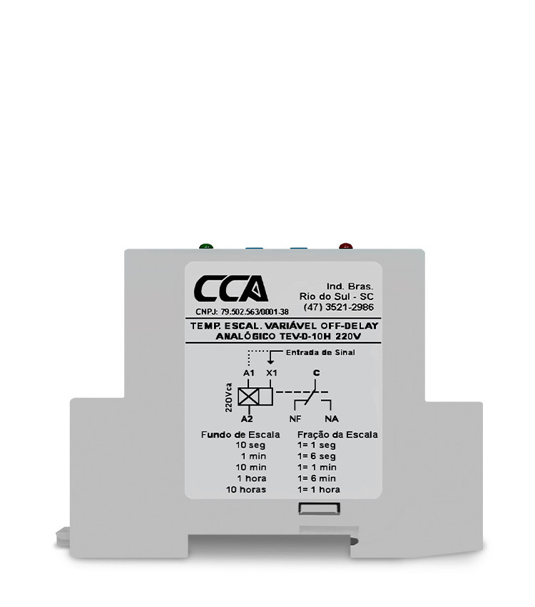 Temporizador Retardo Desenergização 220V Multiescala Ajustável 0,3s até 10h (OFF-DELAY) - TEV-D-10H Temporizador Retardo Desenergização 220V Multiescala Ajustável 0,3s até 10h (OFF-DELAY) - TEV-D-10H