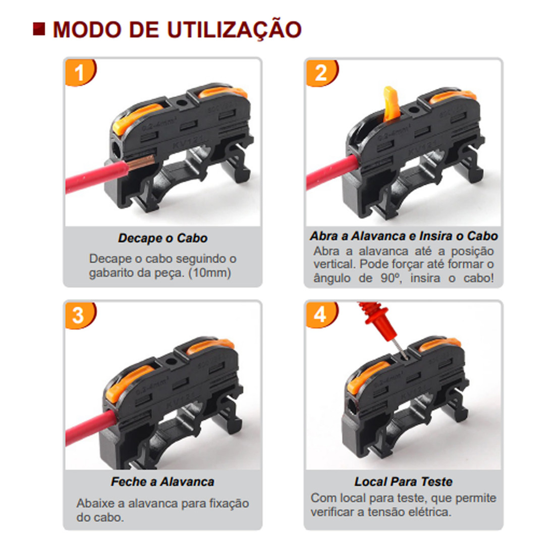 Borne Conector de Emenda Rápida Alavanca Cinza 1 Polo 32A Cabo até 4mm Trilho DIN Borne Conector de Emenda Rápida Alavanca Cinza 1 Polo 32A Cabo até 4mm Trilho DIN