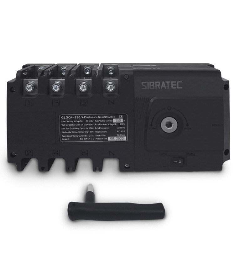 Chave de Transferência Automática 250A 4 Polos Rede Gerador sem Carga - GLOQ4-250/4P Chave de Transferência Automática 250A 4 Polos Rede Gerador sem Carga - GLOQ4-250/4P