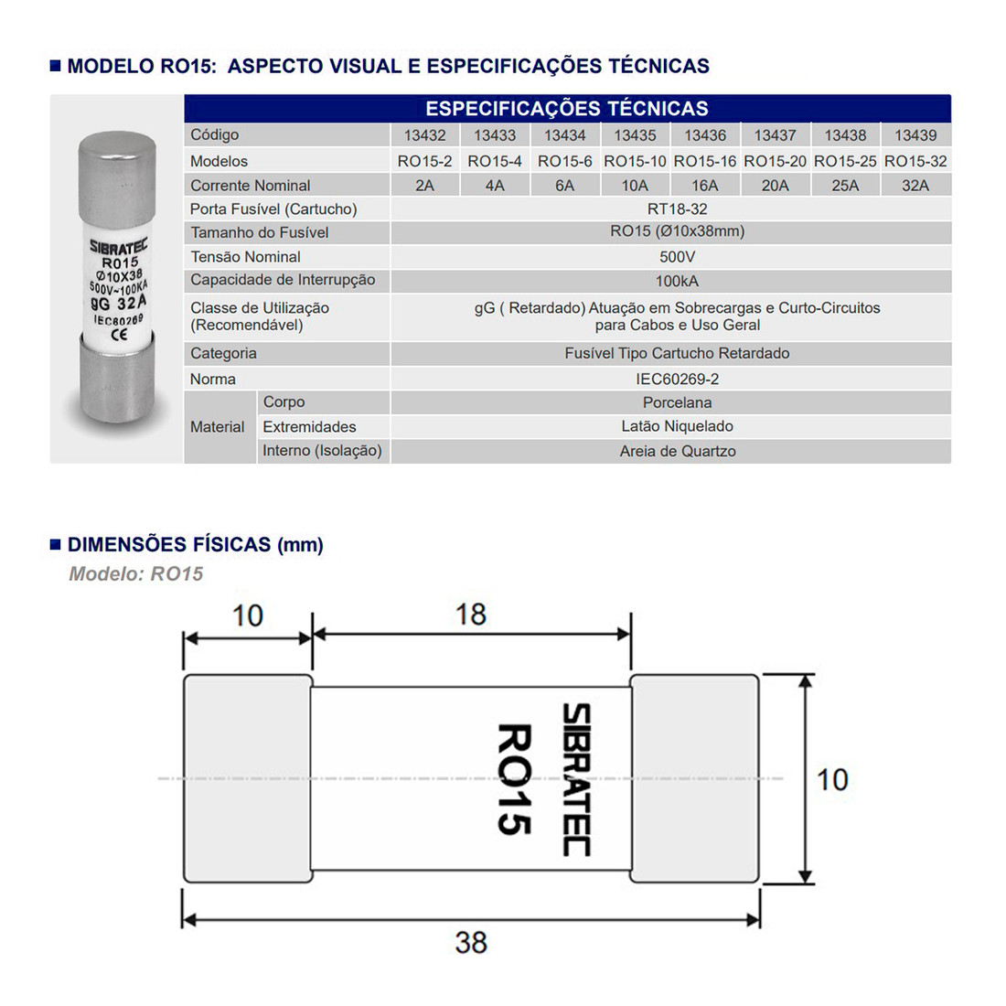 Kit 10 Fusível Tipo Cartucho Retardado gG de 6A | 10x38mm RO15 | 100kA 500V Kit 10 Fusível Tipo Cartucho Retardado gG de 6A | 10x38mm RO15 | 100kA 500V